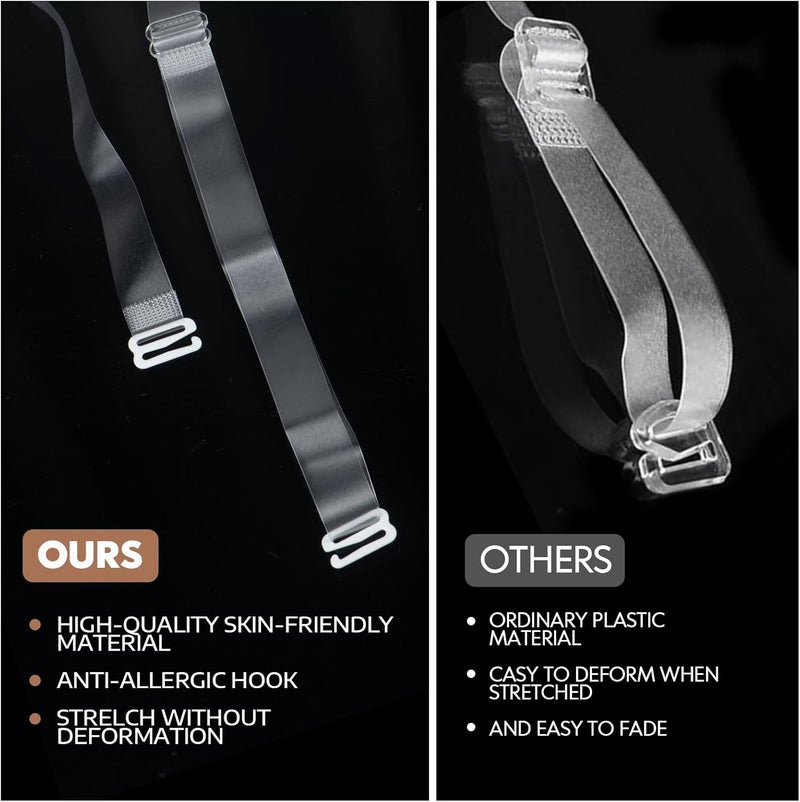 GUKOY 4-Pairs Clear Bra Straps Plus Size Adjustable Transparent Invisible Max Length 65cm/25.6in Soft Non-Slip - Image 4